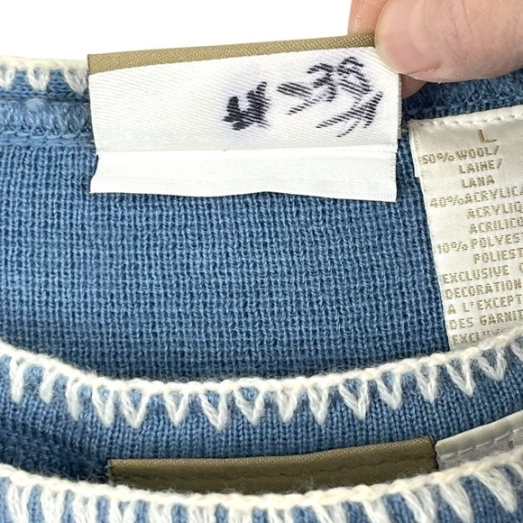 Vintage Y2K Liz Claiborne Lizwear Blue & Cream Wool-blend Sweater Set Size Large - Picture 13 of 15